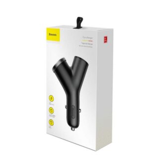 Baseus Kfz-Ladegerät Y-Typ Dual USB + Zigarettenanzünder-Erweiterung, 3,4A, Schwarz (CCALL-YX01)