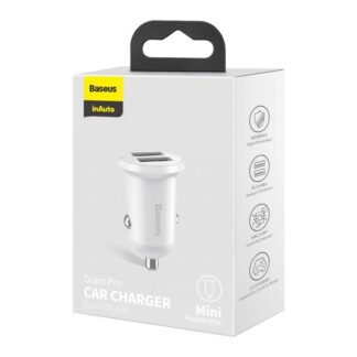 Baseus Autoladegerät Grain Pro Dual USB 4.8A Weiß (CCALLP-02)