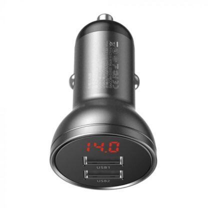 Baseus Auto-Ladegerät Digitalanzeige Dual USB 4,8A 24W Grau (CCBX-0G) - Image 2