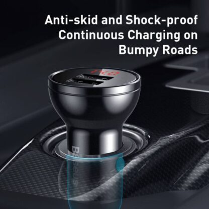 Baseus Auto-Ladegerät Digitalanzeige Dual USB 4,8A 24W Grau (CCBX-0G) - Image 7