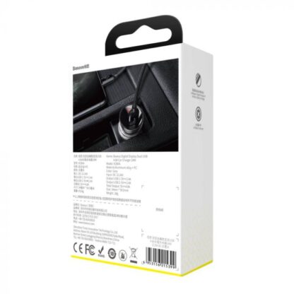 Baseus Auto-Ladegerät Digitalanzeige Dual USB 4,8A 24W Grau (CCBX-0G) - Image 8