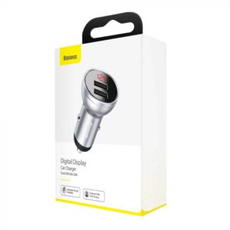 Baseus Autoladegerät Digitalanzeige Dual USB 4.8A 24W Silber (CCBX-0S)