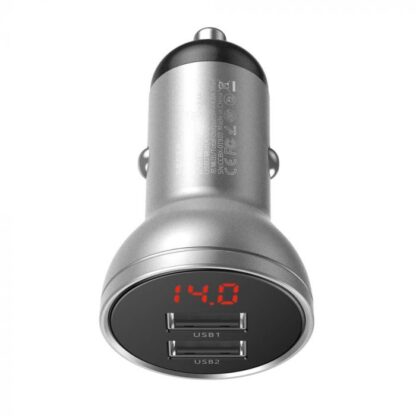 Baseus Autoladegerät Digitalanzeige Dual USB 4.8A 24W Silber (CCBX-0S) - Image 2