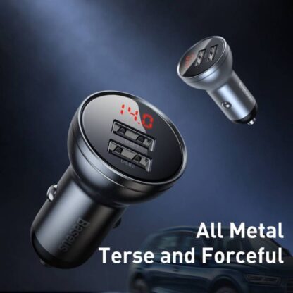 Baseus Autoladegerät Digitalanzeige Dual USB 4.8A 24W Silber (CCBX-0S) - Image 3