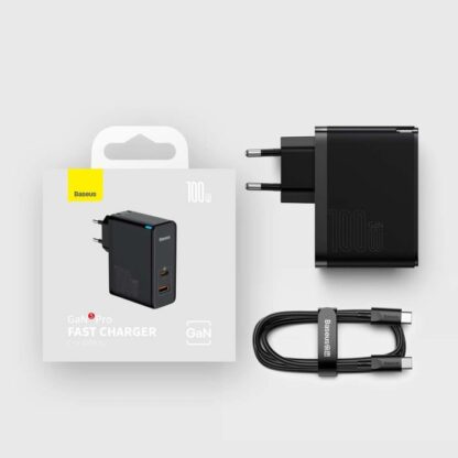 Baseus Reise-Ladegerät GaN5 Pro Schnellladegerät C+U, PD3.0, QC4.0 +, AFC, 100W EU Schwarz (CCGP090201) - Image 2