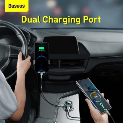 Baseus Kfz-Ladegerät Bluetooth FM Transmitter Car Enjoy mit LED-Anzeige Kabellos U+U+3,5mm Audio+TF MP3 Ladegerät BT 5.0, 3.4A Schwarz (CCLH-01). - Image 9