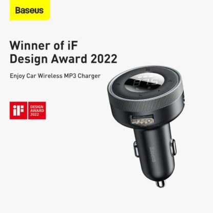 Baseus Kfz-Ladegerät Bluetooth FM Transmitter Car Enjoy mit LED-Anzeige Kabellos U+U+3,5mm Audio+TF MP3 Ladegerät BT 5.0, 3.4A Schwarz (CCLH-01). - Image 12