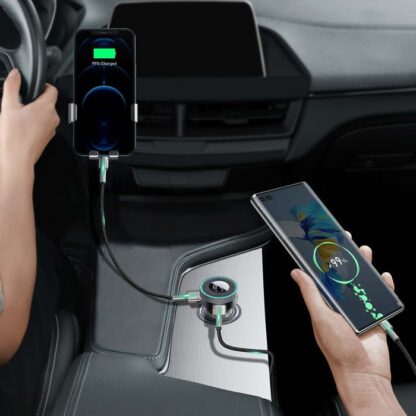 Baseus Kfz-Ladegerät Bluetooth FM Transmitter Car Enjoy mit LED-Anzeige Kabellos U+U+3,5mm Audio+TF MP3 Ladegerät BT 5.0, 3.4A Schwarz (CCLH-01). - Image 15