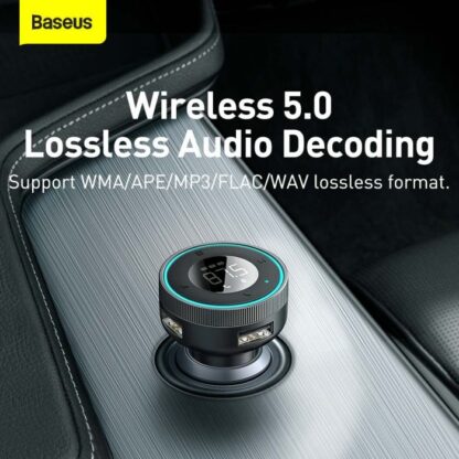 Baseus Kfz-Ladegerät Bluetooth FM Transmitter Car Enjoy mit LED-Anzeige Kabellos U+U+3,5mm Audio+TF MP3 Ladegerät BT 5.0, 3.4A Schwarz (CCLH-01). - Image 16