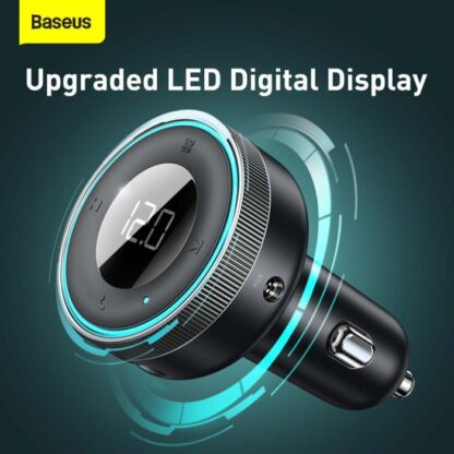 Baseus Kfz-Ladegerät Bluetooth FM Transmitter Car Enjoy mit LED-Anzeige Kabellos U+U+3,5mm Audio+TF MP3 Ladegerät BT 5.0, 3.4A Schwarz (CCLH-01). - Image 18