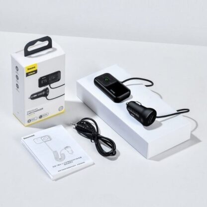 Baseus Auto-Ladegerät Bluetooth FM-Transmitter T-förmig S-16 mit Display 2xUSB MicroSD Schwarz (CCMT000201)