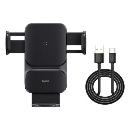 Baseus Auto-Halterung Wireless Charger Wisdom Auto-Ausrichtung Luftauslass Basis QI 15W Schwarz (CGZX000001) - Image 10