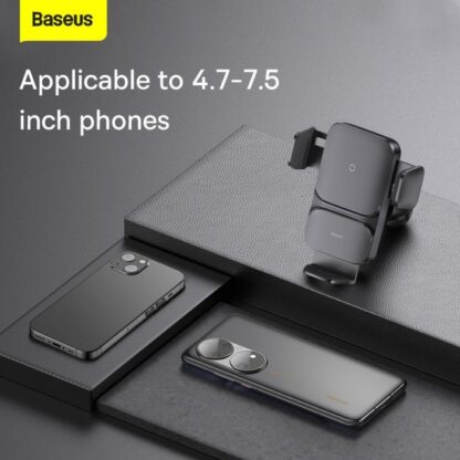 Baseus Auto-Halterung Wireless Charger Wisdom Auto-Ausrichtung Luftauslass Basis QI 15W Schwarz (CGZX000001) - Image 13