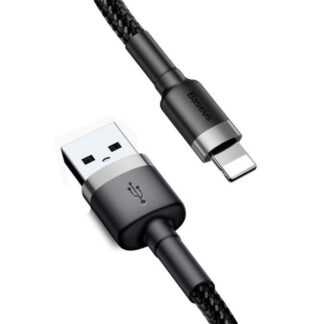 Baseus Lightning Cafule Kabel 2,4A 1m Grau + Schwarz (CALKLF-BG1)