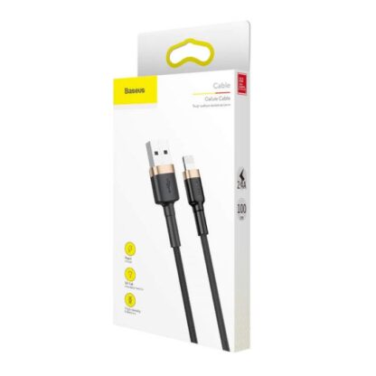 Baseus Lightning Cafule Kabel 2.4A 1m Gold + Schwarz (CALKLF-BV1)
