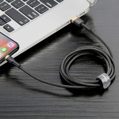Baseus Lightning Cafule Kabel 2.4A 1m Gold + Schwarz (CALKLF-BV1) - Image 4