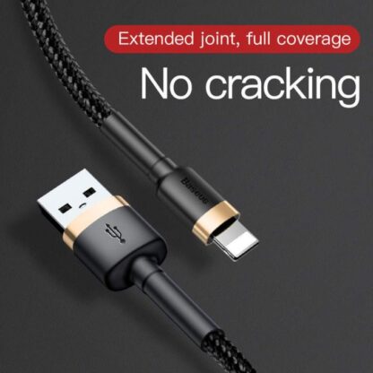 Baseus Lightning Cafule Kabel 2.4A 1m Gold + Schwarz (CALKLF-BV1) - Image 7