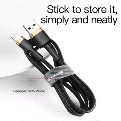 Baseus Lightning Cafule Kabel 2.4A 1m Gold + Schwarz (CALKLF-BV1) - Image 8