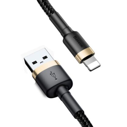 Baseus Lightning Cafule Kabel 2.4A 1m Gold + Schwarz (CALKLF-BV1) - Image 12