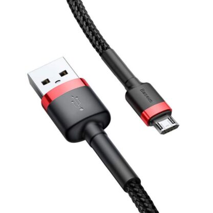 Baseus Micro USB Cafule Kabel 2,4A 1m Rot + Schwarz (CAMKLF-B91)