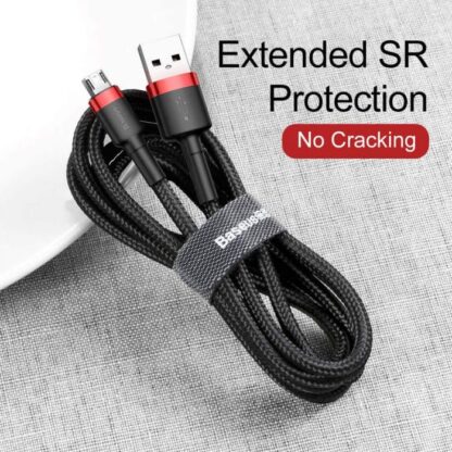 Baseus Micro USB Cafule Kabel 2,4A 1m Rot + Schwarz (CAMKLF-B91) - Image 2