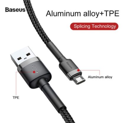 Baseus Micro USB Cafule Kabel 1,5A 2m Grau + Schwarz (CAMKLF-CG1) - Image 4