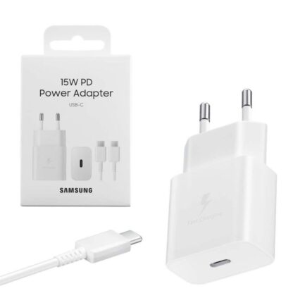 Samsung Reise-Ladegerät 15W EP-T1510X mit Typ-C auf Typ-C Kabel (1m) Weiß EU (EP-T1510XWEGEU)