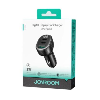 Joyroom Auto-Ladegerät mit Digitalanzeige, C+C+U, 30W, Schwarz (JR-CCD04)