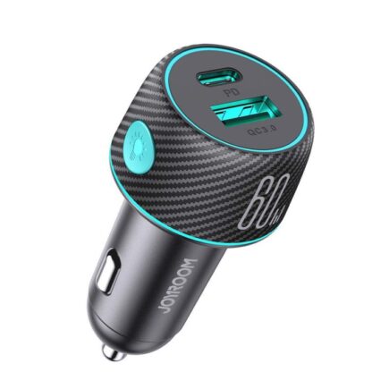 Joyroom Autoladegerät U+C, QC 3.0, PD, 60W, RGB, Schwarz (JR-CCN01) - Image 2