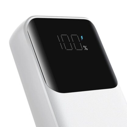 Joyroom Powerbank mit Digitalanzeige, C+U, PD 30W, 20000 mAh mit eingebautem Type-C- und Lightning-Kabel, Weiß (JR-PBC07) - Image 2