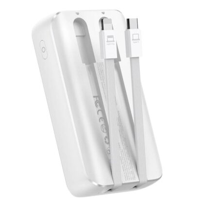 Joyroom Powerbank mit Digitalanzeige, C+U, PD 30W, 20000 mAh mit eingebautem Type-C- und Lightning-Kabel, Weiß (JR-PBC07) - Image 5