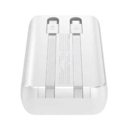 Joyroom Powerbank mit Digitalanzeige, C+U, PD 30W, 20000 mAh mit eingebautem Type-C- und Lightning-Kabel, Weiß (JR-PBC07) - Image 6