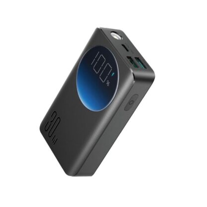 Joyroom Powerbank mit Digitalanzeige, C+U+U, PD 30W, 10000 mAh mit USB-A zu Typ-C Kabel (0,25m) und integrierter Taschenlampe, Schwarz (JR-PBF01). - Image 2