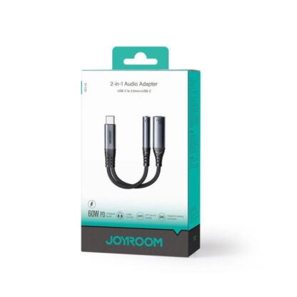Joyroom Adapter DAC 2-in-1 Typ-C auf 3,5mm Mini Jack/ Typ-C, 60W, 0,14m, Schwarz (SY-C02)