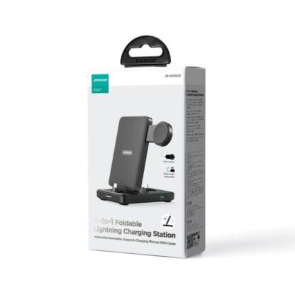 Joyroom Ladestation 4-in-1 für Apple iPhone (7,5 W), AirPods (5 W), Apple Watch (2,5 W) + Lightning+Lightning+U, PD 5W, Schwarz (JR-WQS02).