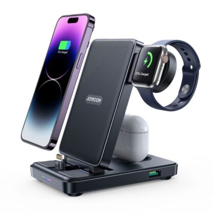 Joyroom Ladestation 4-in-1 für Apple iPhone (7,5 W), AirPods (5 W), Apple Watch (2,5 W) + Lightning+Lightning+U, PD 5W, Schwarz (JR-WQS02). - Image 2