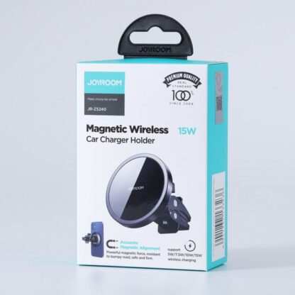 Joyroom Auto-Halterung Kabelloses Ladegerät MagSafe Klammerhalter (Lüftungsschlitz-Version) 4,5-6,7 Zoll, 15W, Schwarz (JR-ZS240-AIR)