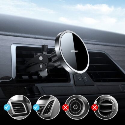 Joyroom Auto-Halterung Kabelloses Ladegerät MagSafe Klammerhalter (Lüftungsschlitz-Version) 4,5-6,7 Zoll, 15W, Schwarz (JR-ZS240-AIR) - Image 14