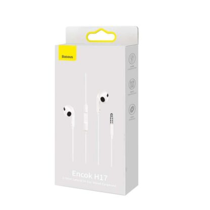 Baseus Kopfhörer Encok H17 In-Ear kabelgebundene Ohrhörer mit 3,5 mm Klinkenstecker kabelgebundene Kopfhörer Weiß (NGCR020002)