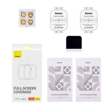 Baseus iWatch 0,2 mm, NanoCrystal Schutzfolie für Apple Watch 7/8/9, 41mm (2 Stück) mit Montagesatz, Transparent (P6001510B201-02). - Image 3