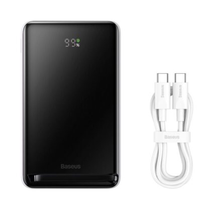 Baseus Powerbank Magnetisches Kabelloses Laden (Mit Xiaobai Typ-C zu Typ-C 60W(20V/3A) 0,5m) MagSafe 15W / PD 20W, 10000 mAh, Weiß (PPCX000202) - Image 10