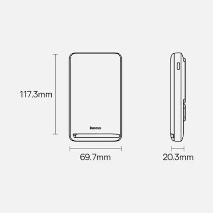 Baseus Powerbank Magnetisches Kabelloses Laden (Mit Xiaobai Typ-C zu Typ-C 60W(20V/3A) 0,5m) MagSafe 15W / PD 20W, 10000 mAh, Weiß (PPCX000202) - Image 15