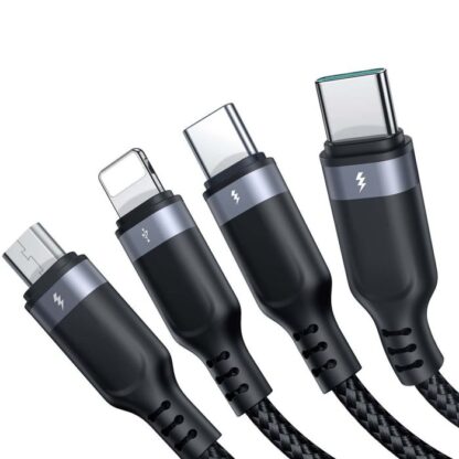 Joyroom USB - Typ-C 2x/ Lightning/ Micro USB Kabel, 3.5A, 1,2m, Schwarz (S-1T4018A18) - Image 4