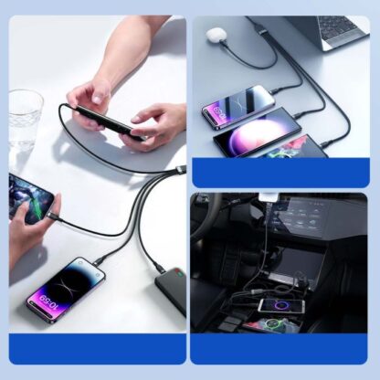Joyroom USB - Typ-C 2x/ Lightning/ Micro USB Kabel, 3.5A, 1,2m, Schwarz (S-1T4018A18) - Image 6