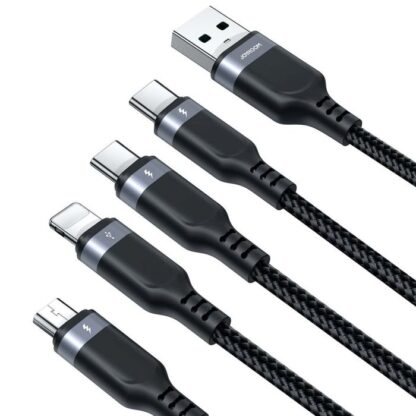 Joyroom USB - Typ-C 2x/ Lightning/ Micro USB Kabel, 3.5A, 1,2m, Schwarz (S-1T4018A18) - Image 7