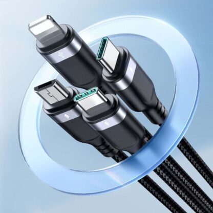 Joyroom USB - Typ-C 2x/ Lightning/ Micro USB Kabel, 3.5A, 1,2m, Schwarz (S-1T4018A18) - Image 8