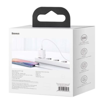 Baseus Reiseladegerät-Set Super Si 1C QC (mit Simple Wisdom Kabel Typ-C zu Lightning 1m) 20W EU Weiß (TZCCSUP-B02) - Image 2