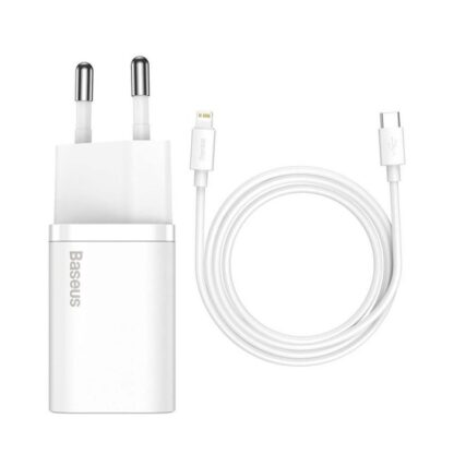 Baseus Reiseladegerät-Set Super Si 1C QC (mit Simple Wisdom Kabel Typ-C zu Lightning 1m) 20W EU Weiß (TZCCSUP-B02) - Image 3