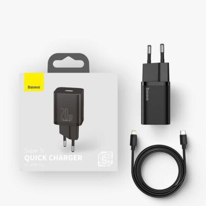 Baseus Reiseladegerät-Set Super Si 1C QC (mit Simple Wisdom Kabel Typ-C zu Lightning 1m) 20W EU Weiß (TZCCSUP-B02) - Image 13