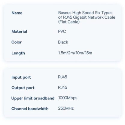 Baseus Netzwerkkabel High Speed (CAT6) von RJ45 (Flachkabel) 1 Gbps, 2m Schwarz (WKJS000101) - Image 16